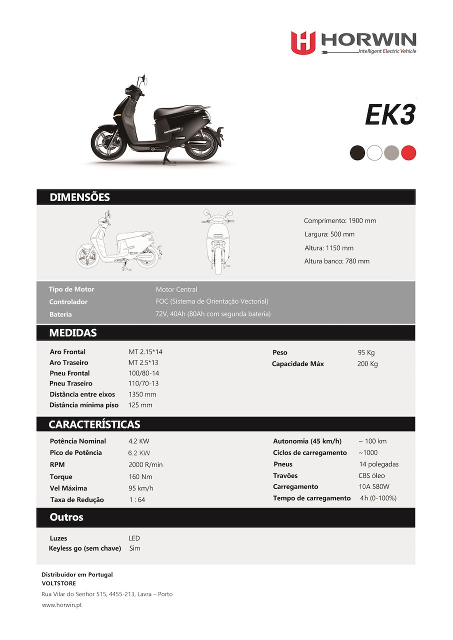 Horwin EK3 | Mota elétrica | 125cc equiv | 100 km